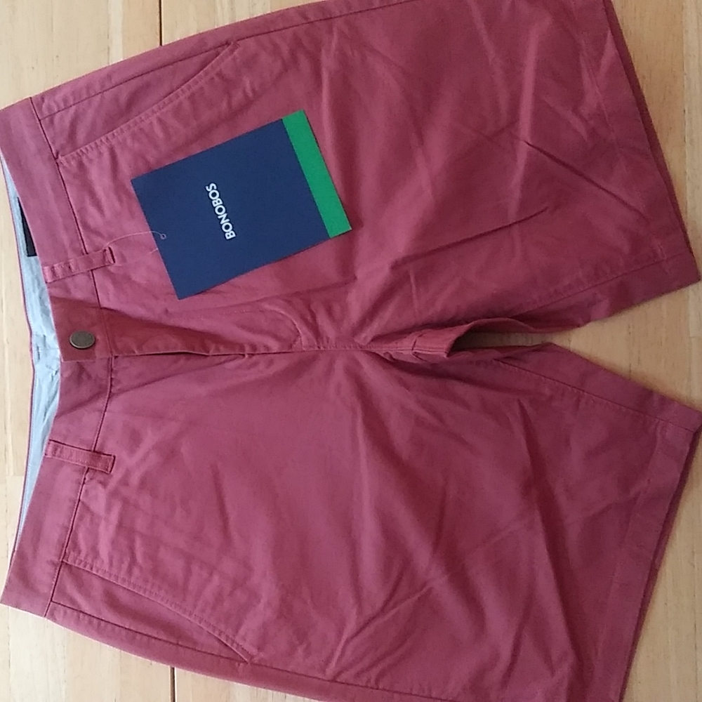 Bonobos flat front shorts. Sugar berry red, size32